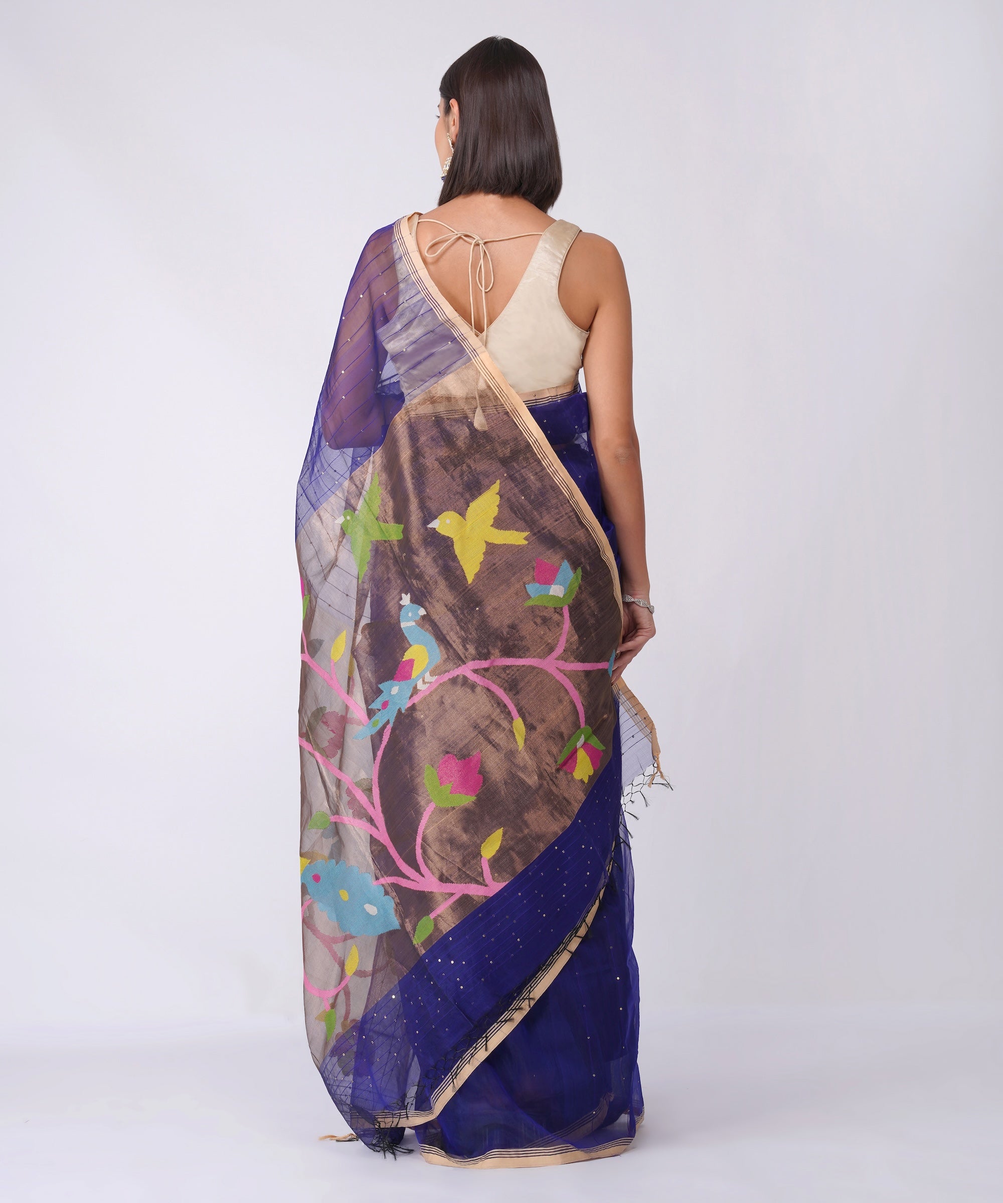 Chandrika - Muslin with Paithani Border & Sequence Work