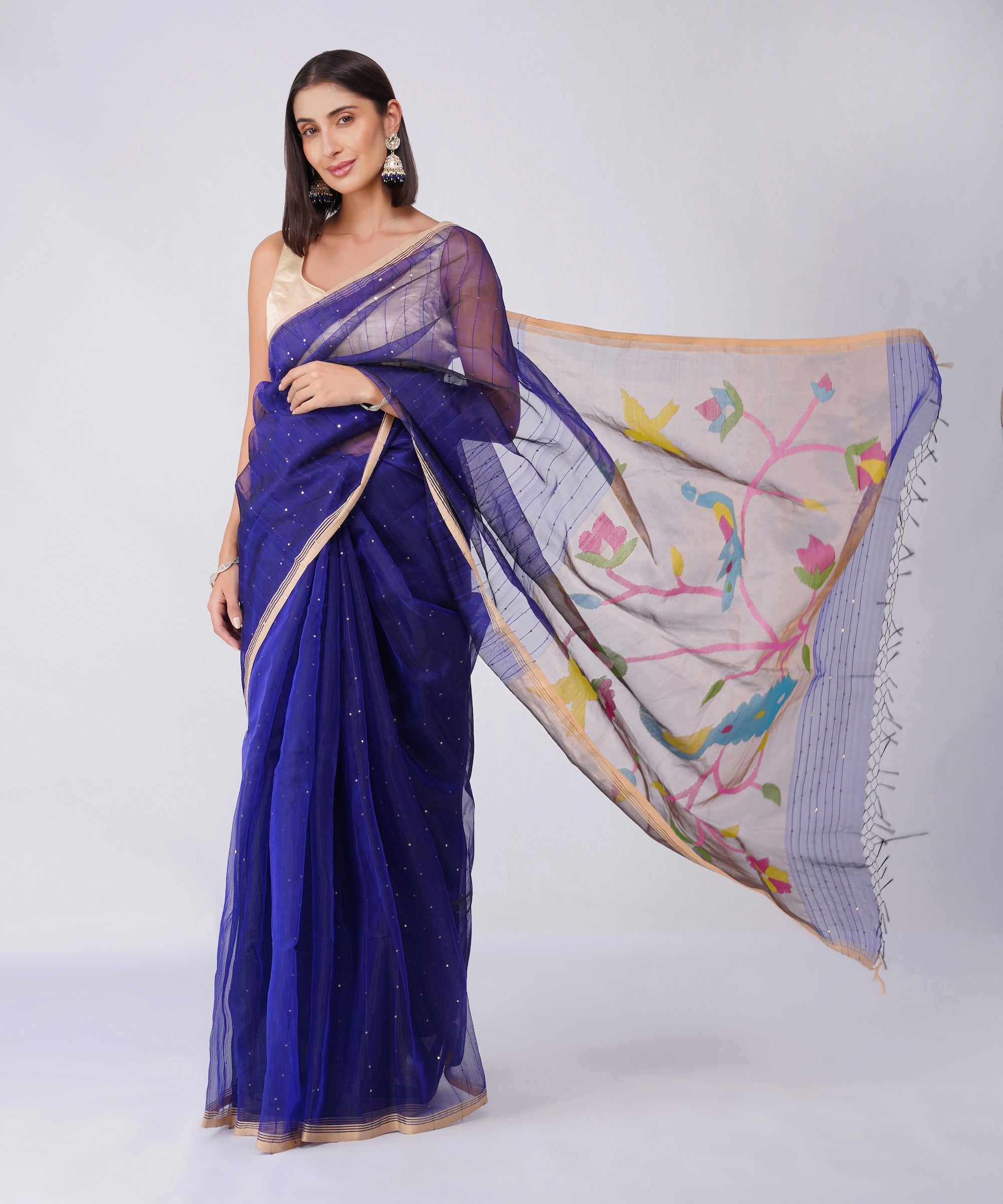 Chandrika - Muslin with Paithani Border & Sequence Work