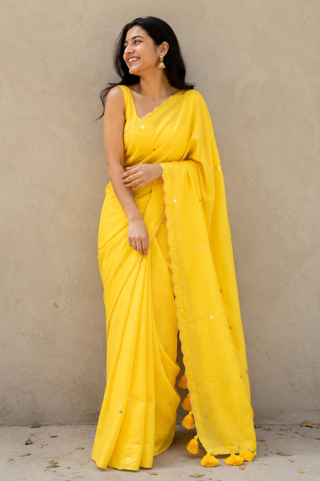 Sitara – Mulmul Cotton Saree with Scalloped Edges