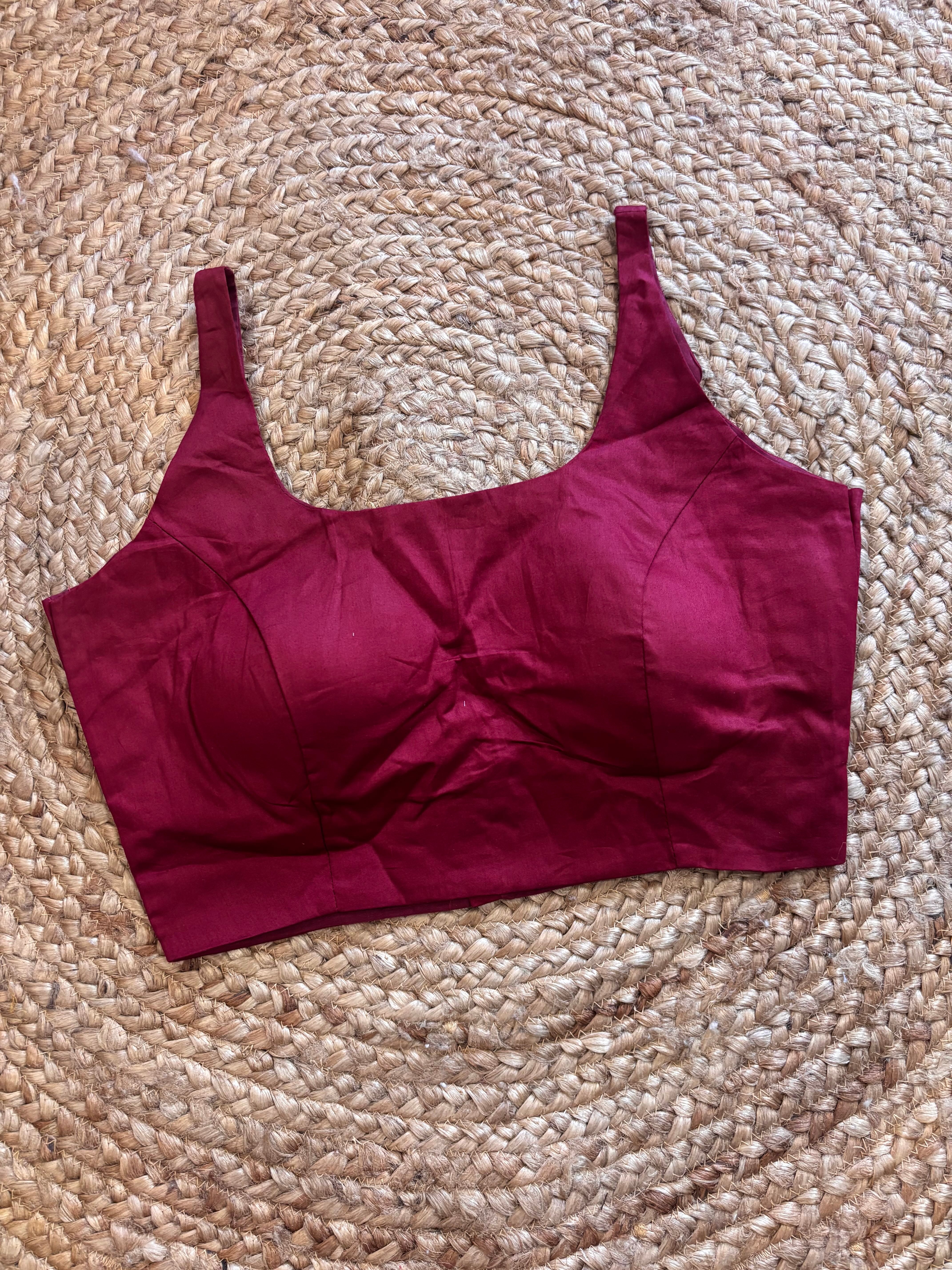 Maroon Cotton Saree Blouse