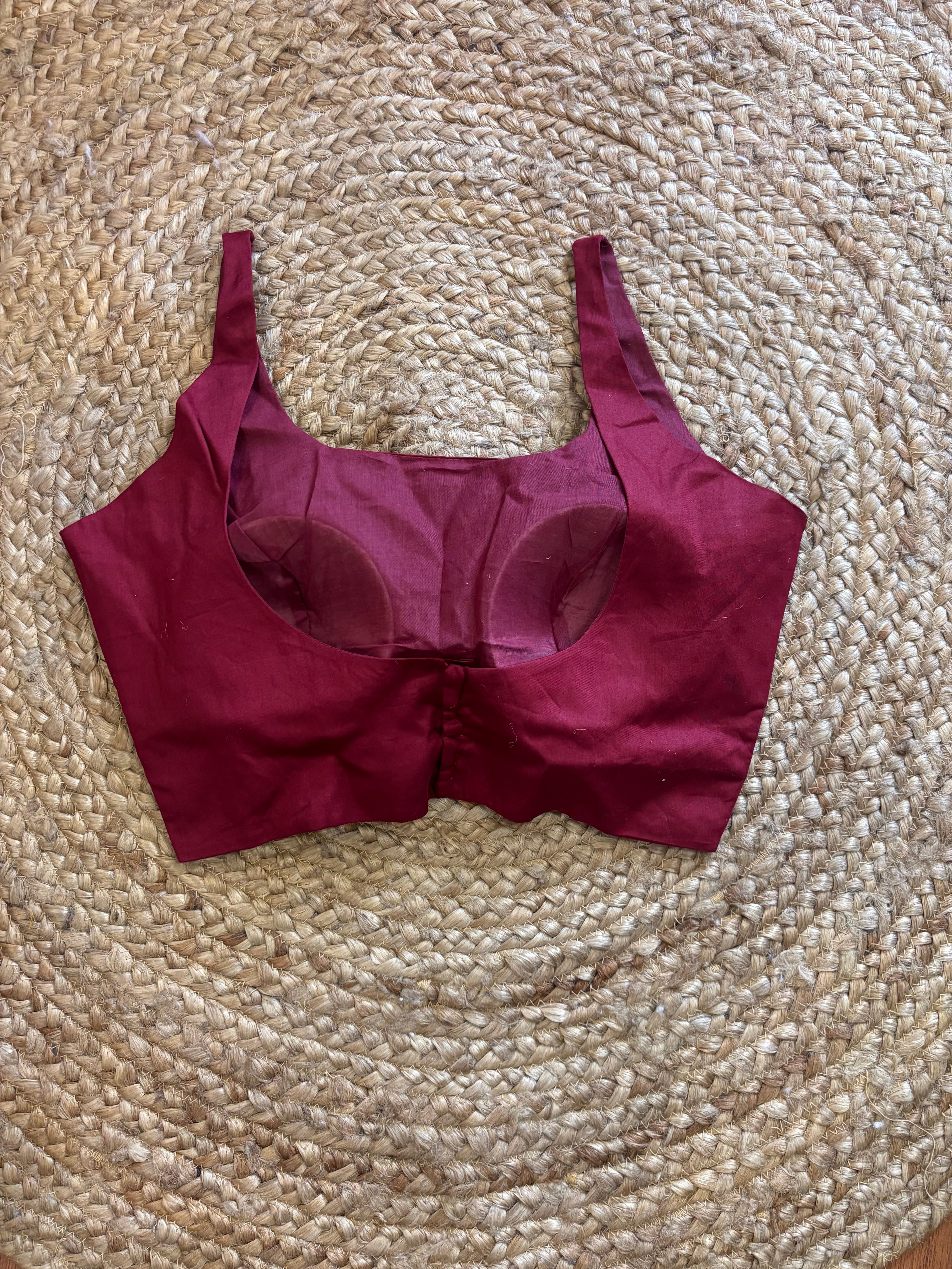 Maroon Cotton Saree Blouse