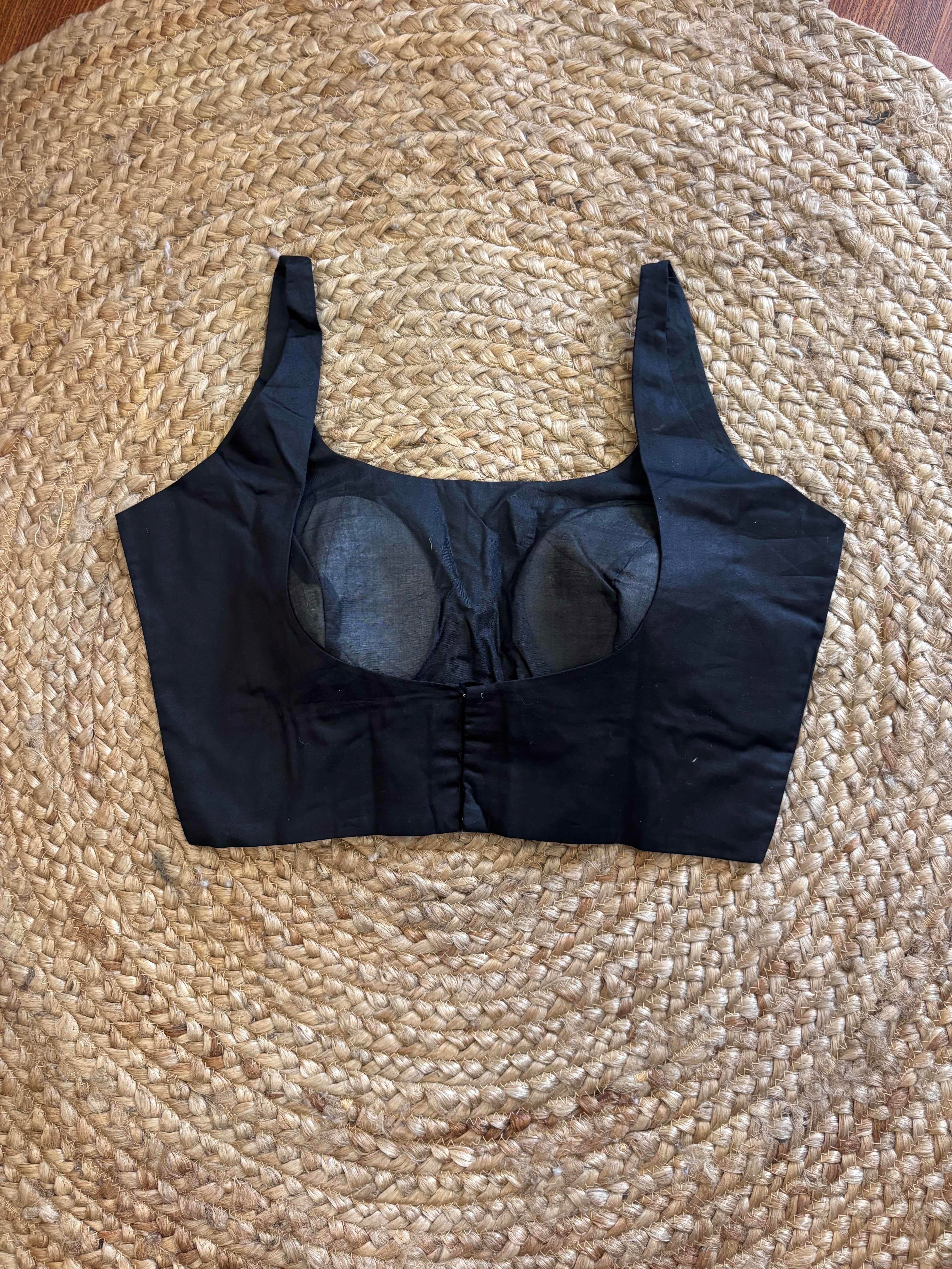 Black Cotton Saree Blouse