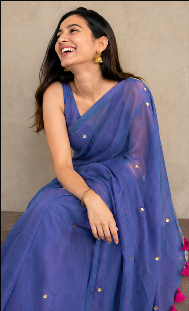 Sitara – Mulmul Cotton Saree with Scalloped Edges