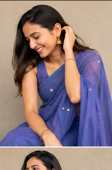 Sitara – Mulmul Cotton Saree with Scalloped Edges