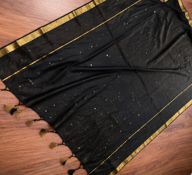 Sitara – Soft Mulmul Cotton Saree with Golden Border