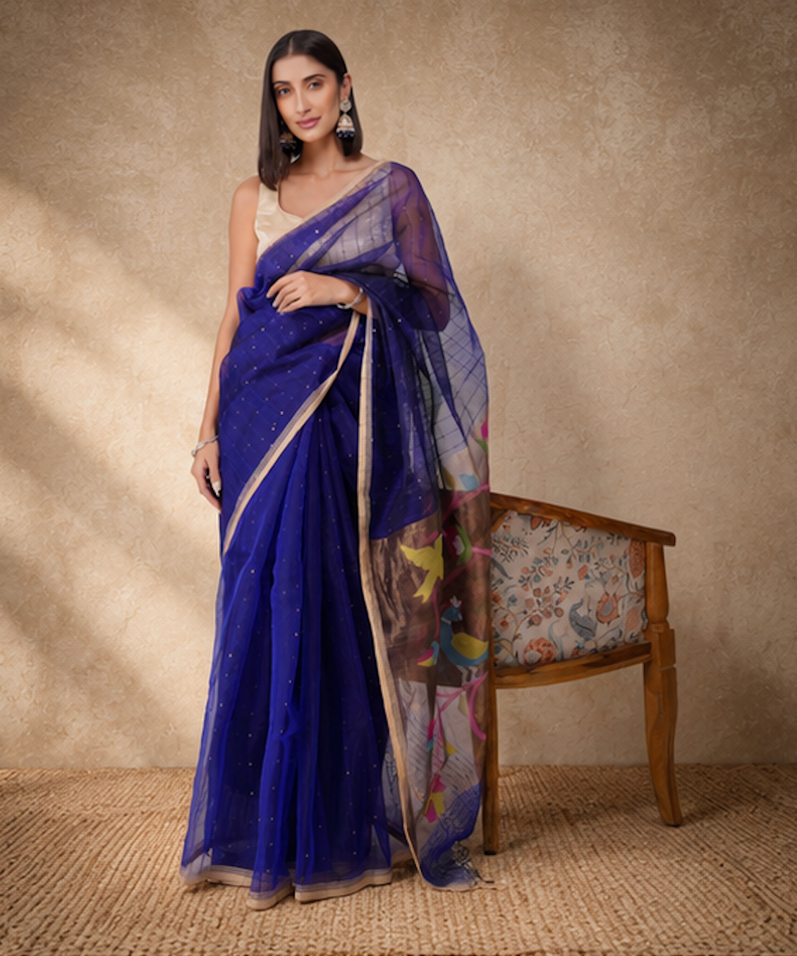 Chandrika - Muslin with Paithani Border & Sequence Work