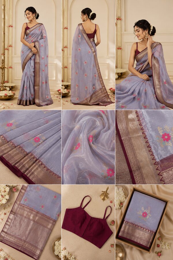 Kanchan – Kota Silk Saree with Zari Border &amp; Woven Motifs