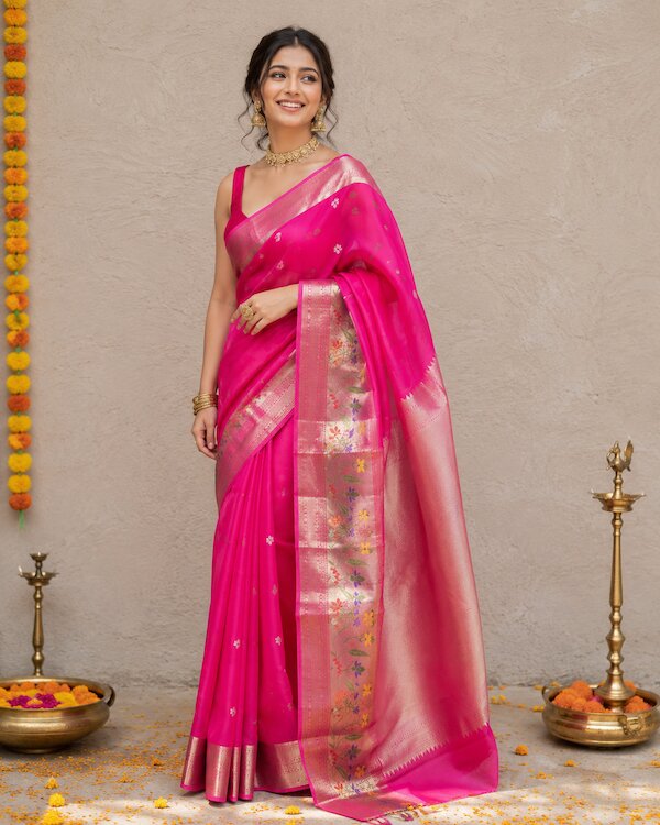 Kanchan – Kota Silk Saree with Zari Border & Paithni Motifs