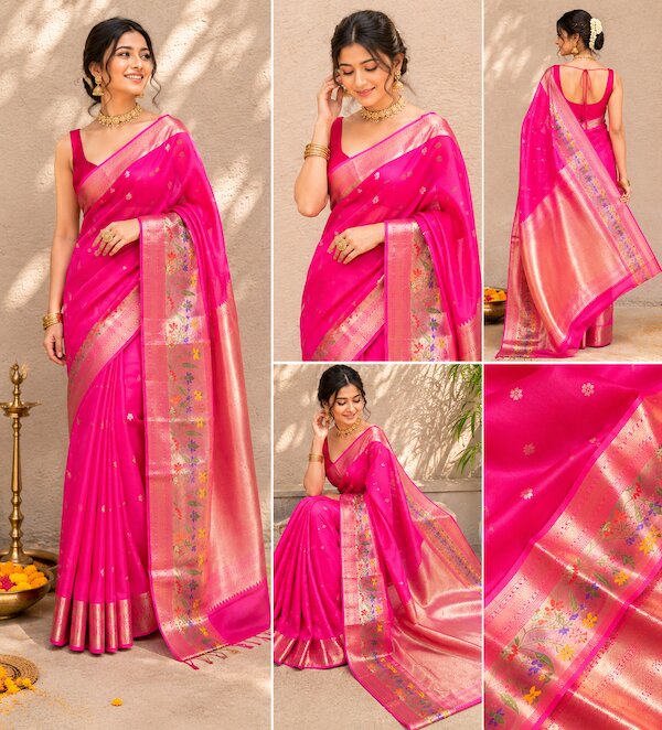 Kanchan – Kota Silk Saree with Zari Border & Paithni Motifs